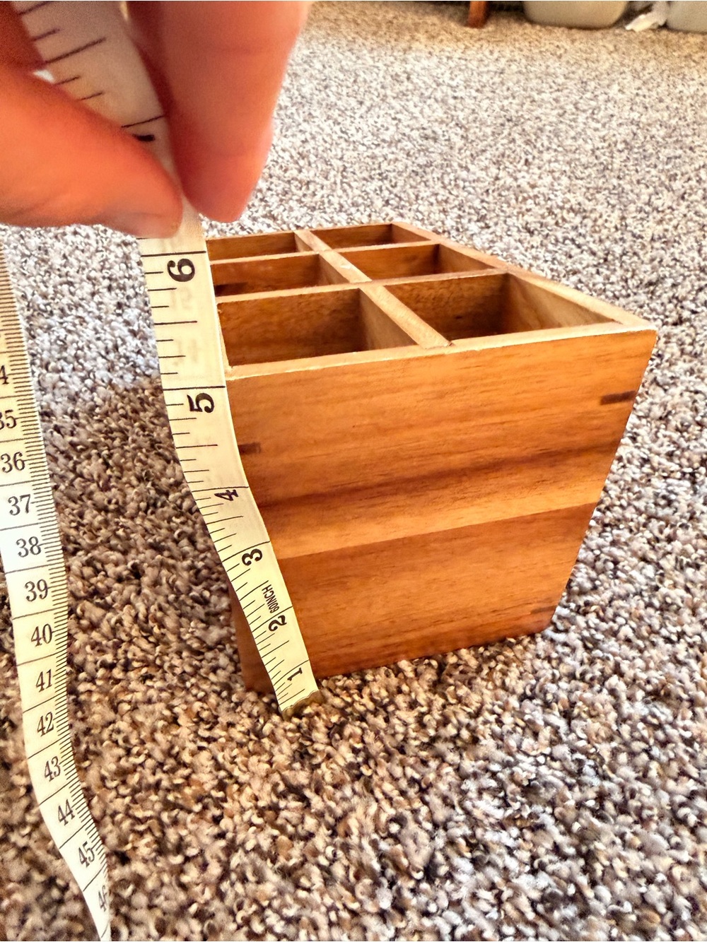 Wooden 6-Compartment Organizer - Natural Wood - Picture 5 of 6